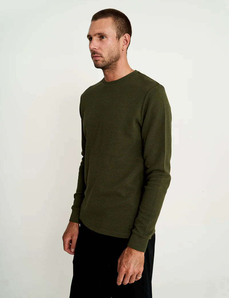Simple | Men’s Smith Long Sleeve Waffle | Fatigue