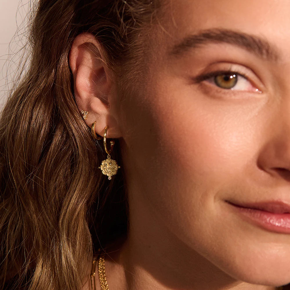 Loved Always Hoop Earrings | White Topaz 18K Yellow Gold Plate