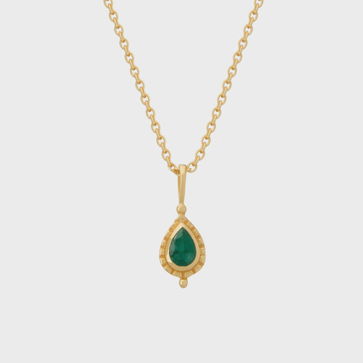 May Emerald Birthstone Necklace | 18K Gold Plate