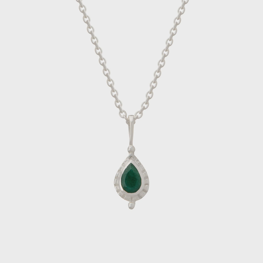 May Emerald Birthstone Necklace | Sterling Silver