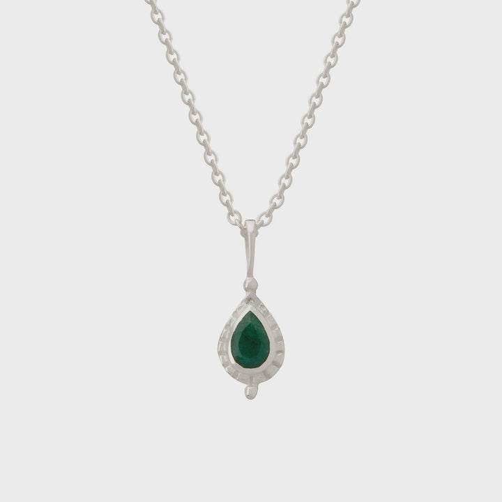 May Emerald Birthstone Necklace | Sterling Silver