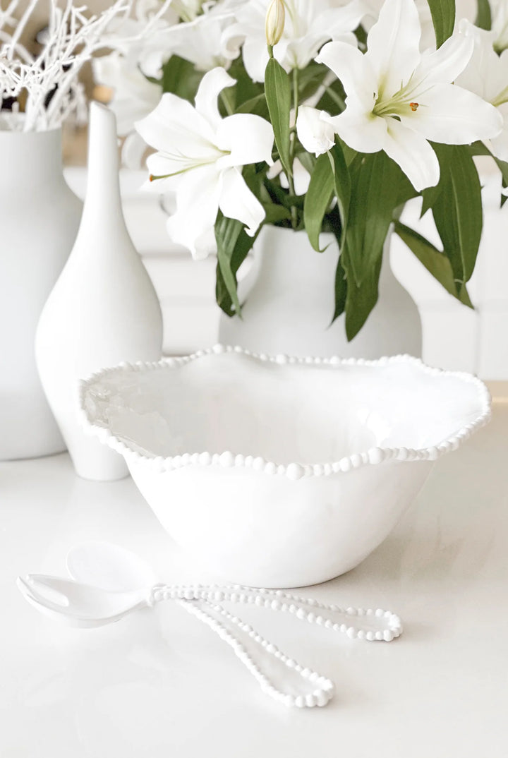 Pearl Salad Server Pair | Melamine | White