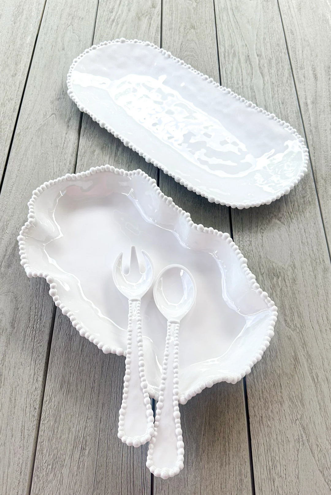 Pearl Salad Server Pair | Melamine | White
