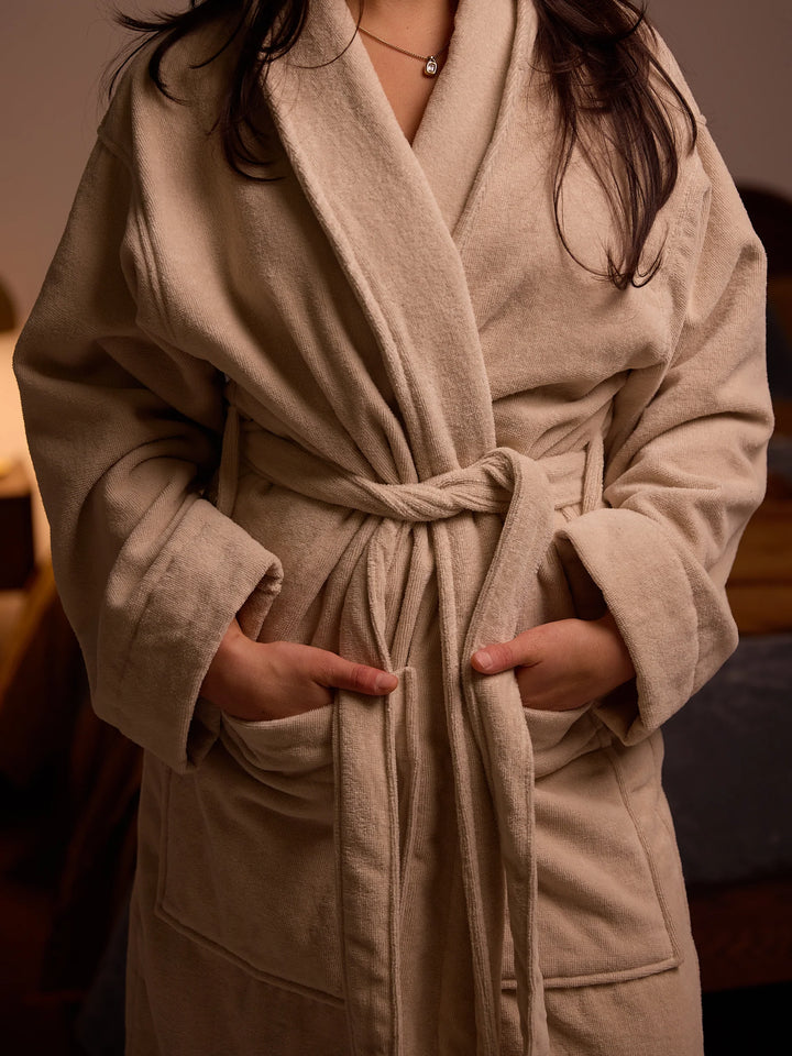 Velour Cotton Bath Robe | Oat