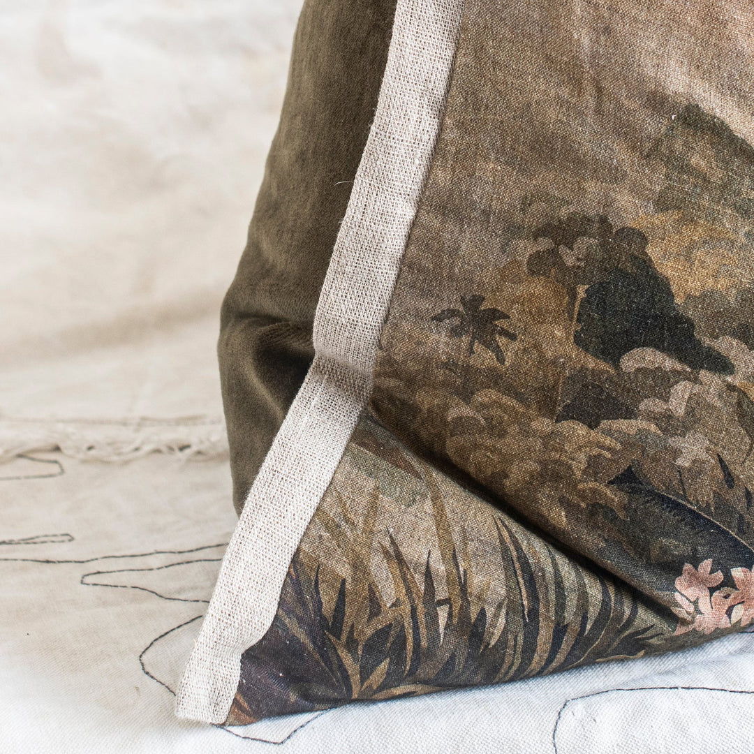 Namrana Cushion & Insert | Linen & Velvet | 50 x 100cm