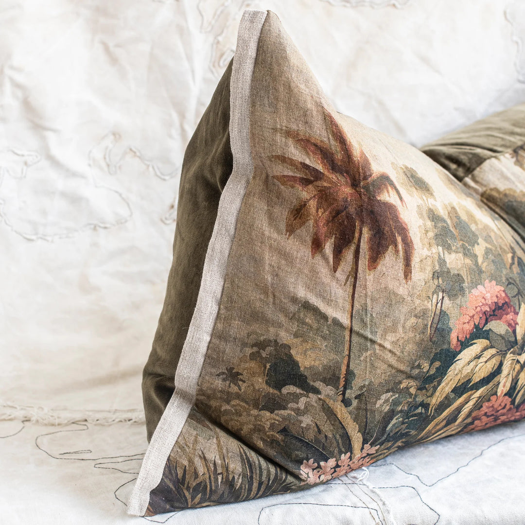 Namrana Cushion & Insert | Linen & Velvet | 50 x 100cm