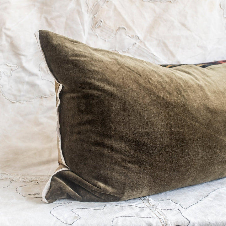 Namrana Cushion & Insert | Linen & Velvet | 50 x 100cm