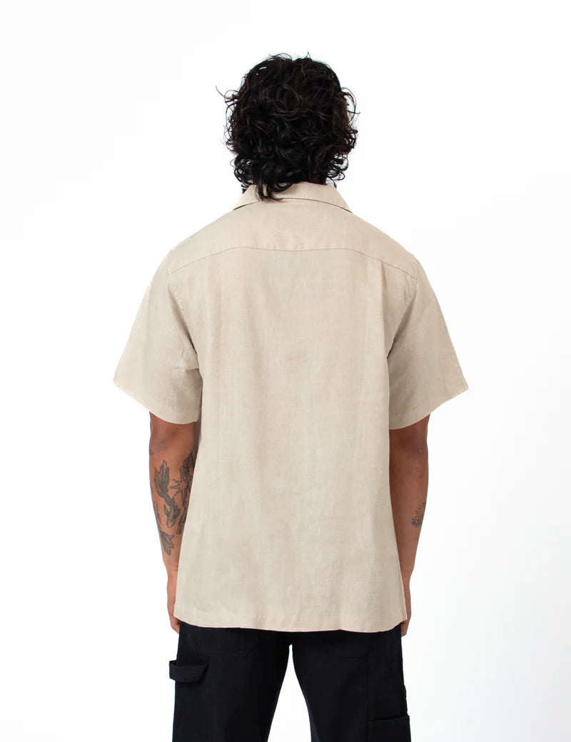 Simple | Cuban Linen Short Sleeve Shirt | Natural
