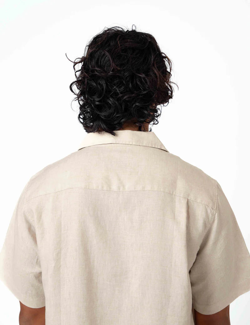 Simple | Cuban Linen Short Sleeve Shirt | Natural