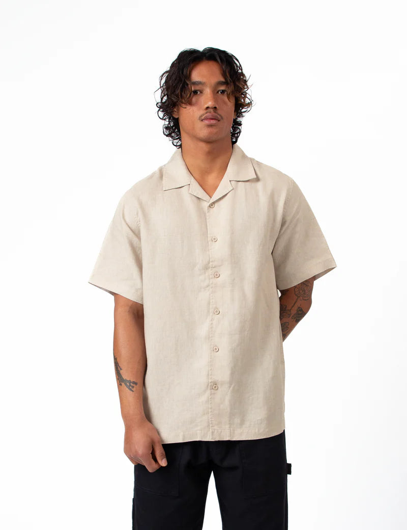 Simple | Cuban Linen Short Sleeve Shirt | Natural
