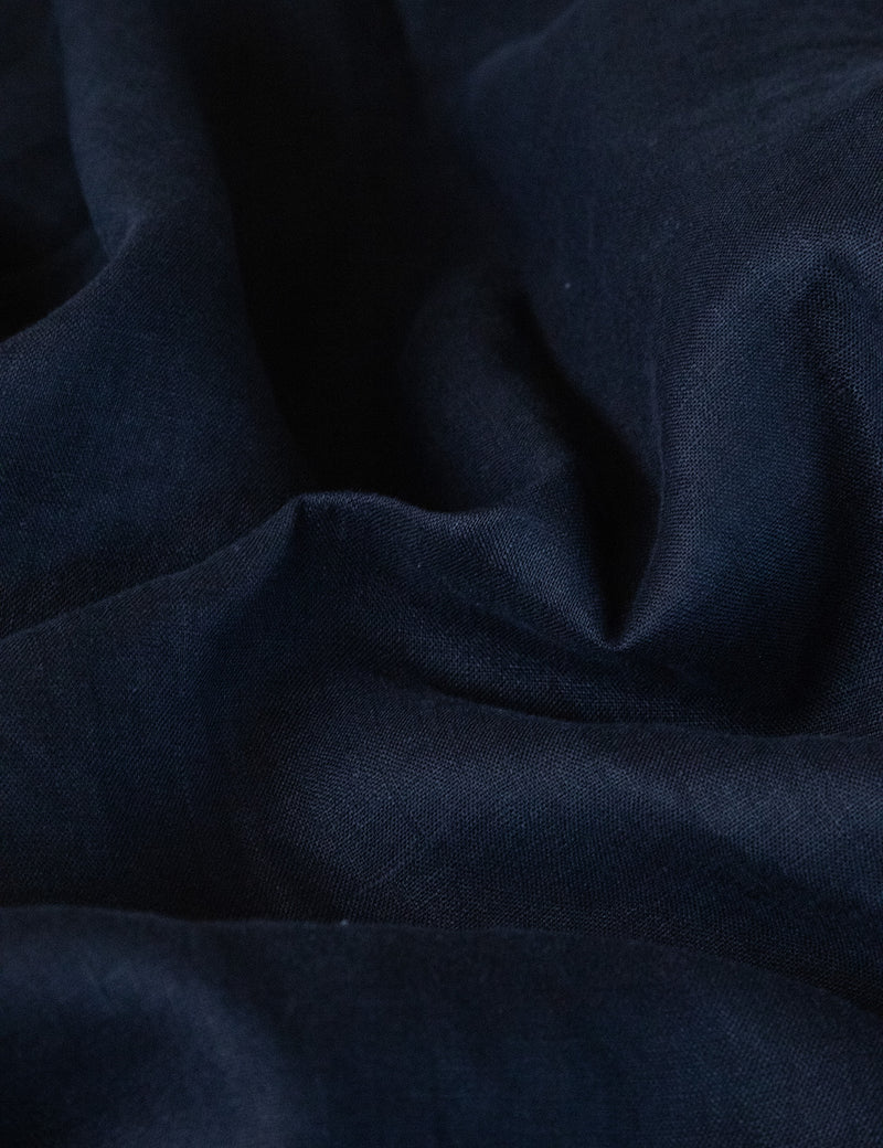Simple | Cuban Linen Short Sleeve Shirt | Navy