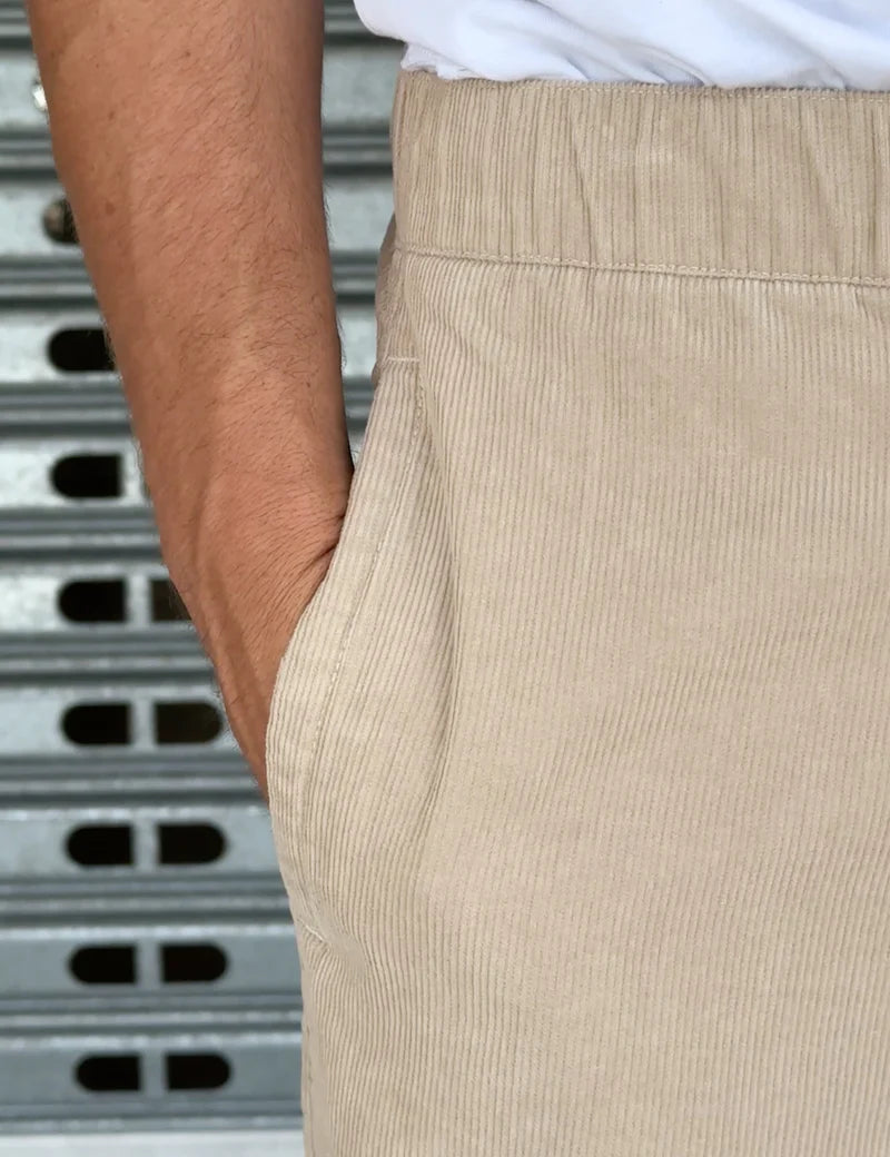 Simple | North Cord Pant | Elastic Wide Leg | Stone