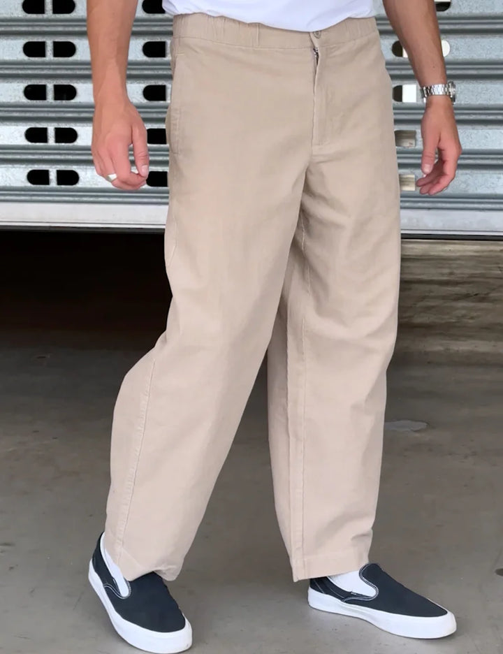 Simple | North Cord Pant | Elastic Wide Leg | Stone