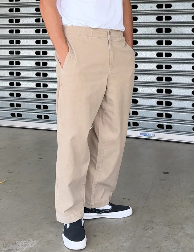 Simple | North Cord Pant | Elastic Wide Leg | Stone