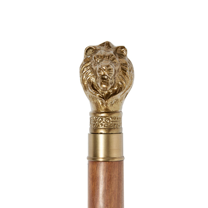 Lion Head Brass Walking Stick (Costume Accessory Only)