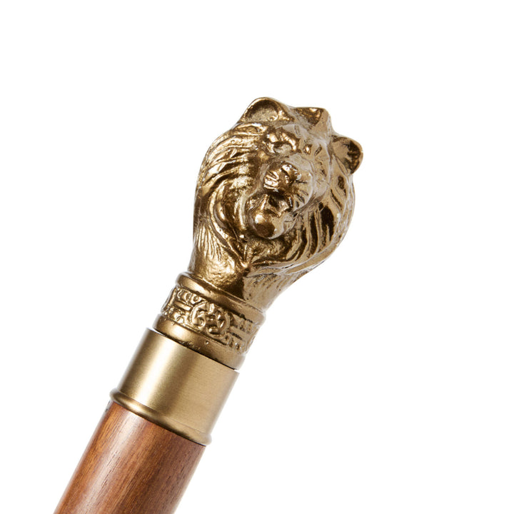 Lion Head Brass Walking Stick (Costume Accessory Only)