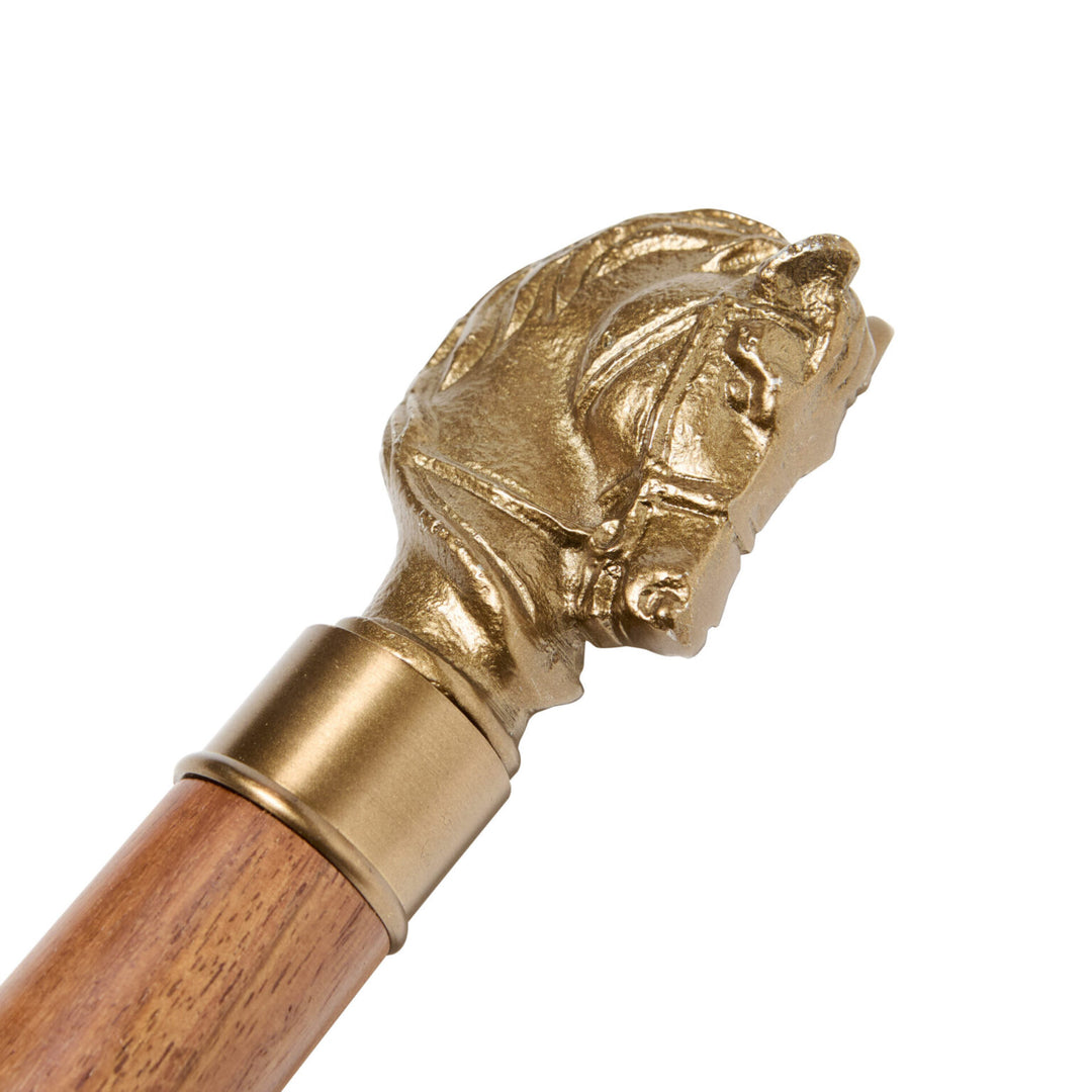 Horse Head Brass Walking Stick (Costume Accessory Only)