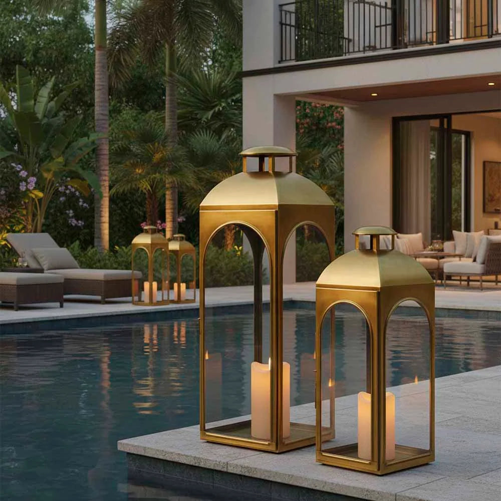 Coach Outdoor Short Lantern | Brass 53cm