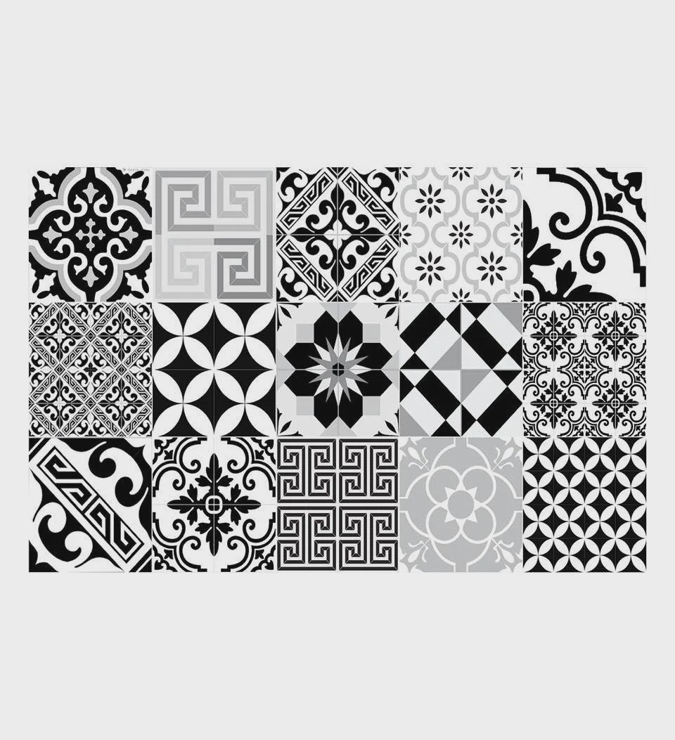 Eclectic Black &amp; White Vinyl Placemat | 33 x 50cm