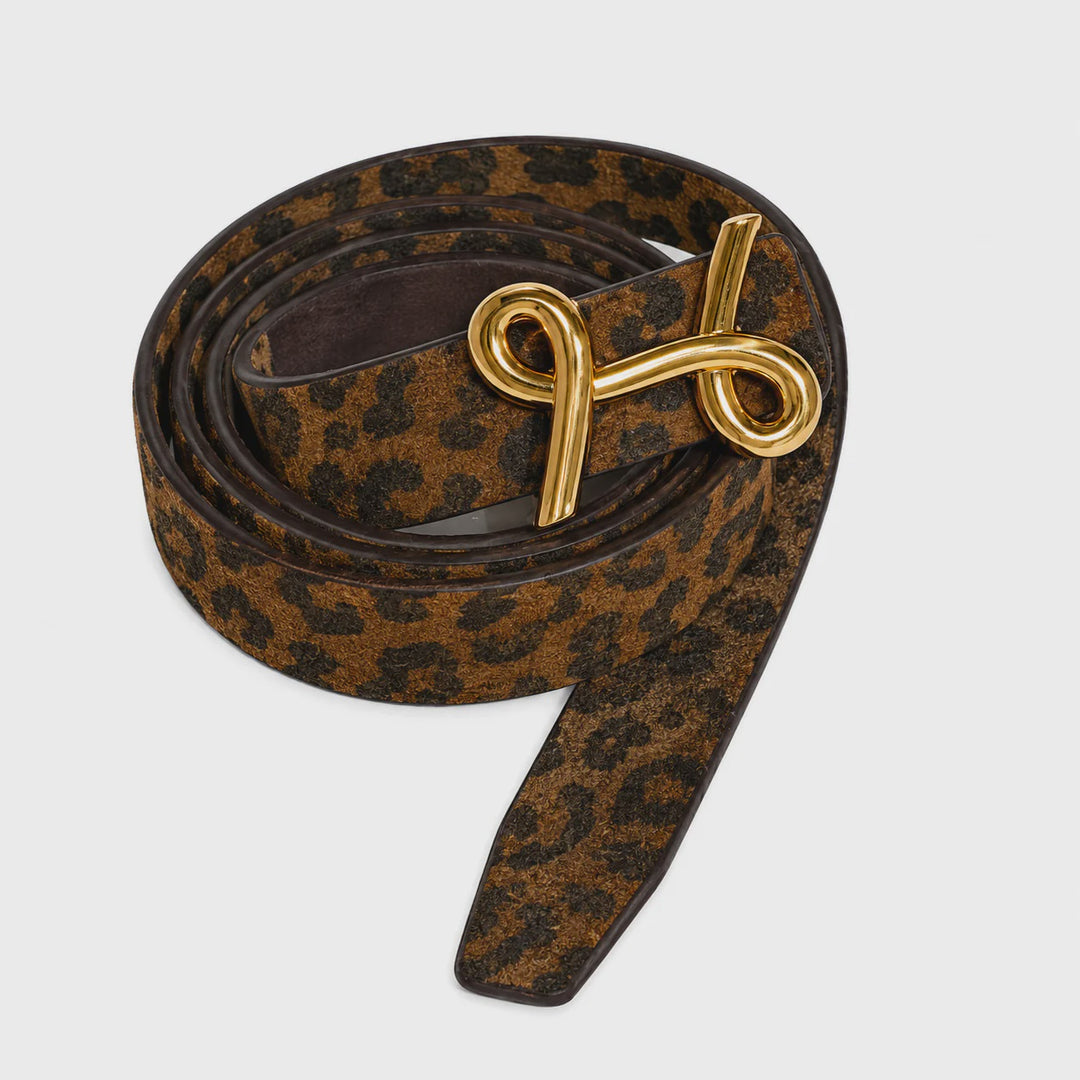 L'ora Pamela Tan Leopard Revesible Leather Belt