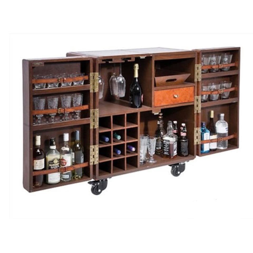 Luxury Leather Bar Cabinet  | Tan