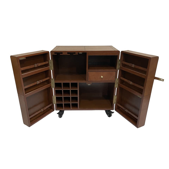 Luxury Leather Bar Cabinet  | Tan