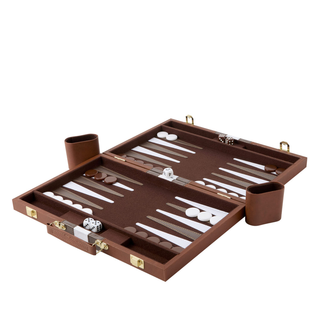 Backgammon | Mocha Faux Leather