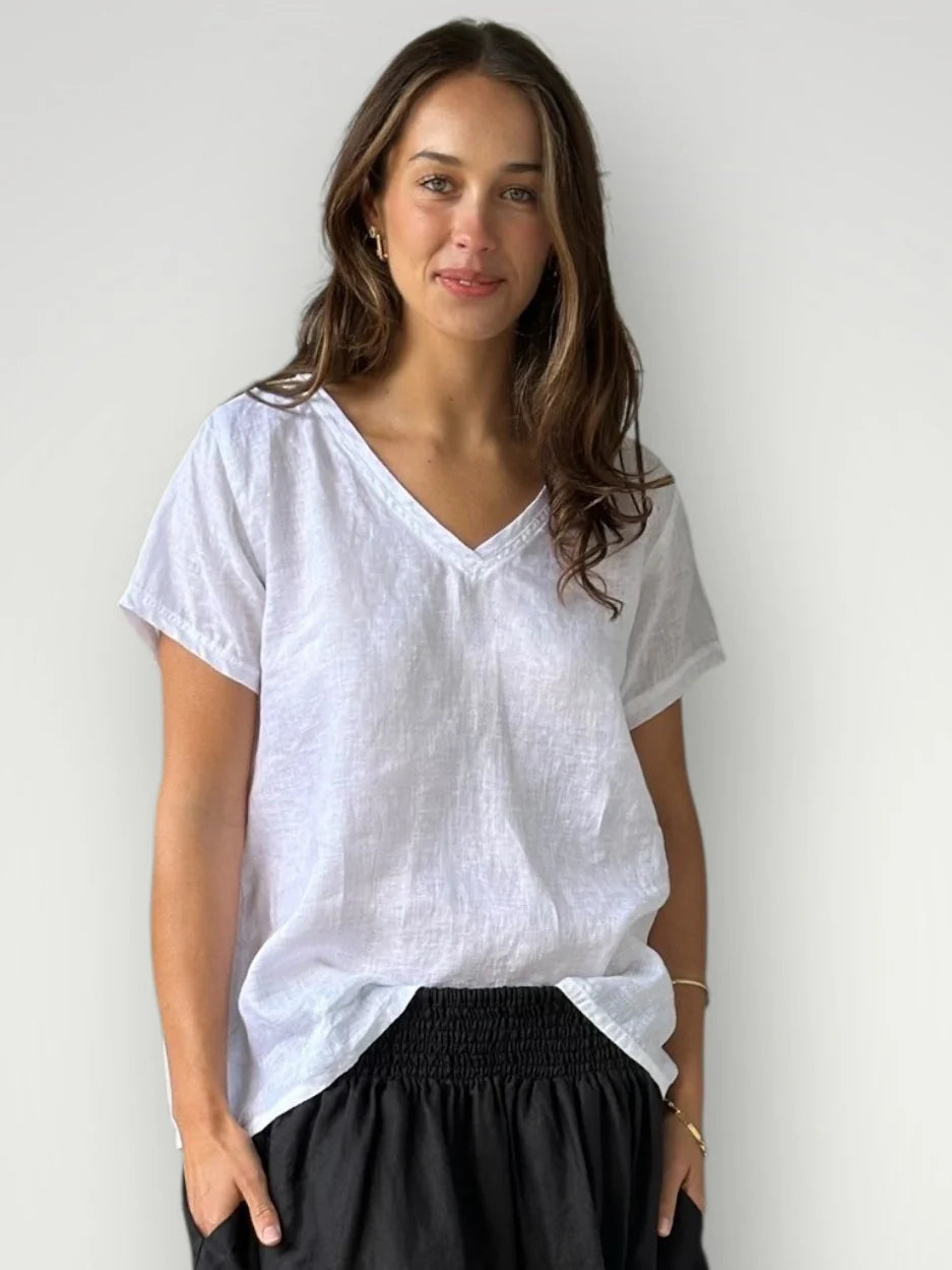Frockk | Ellie V Neck Top | White