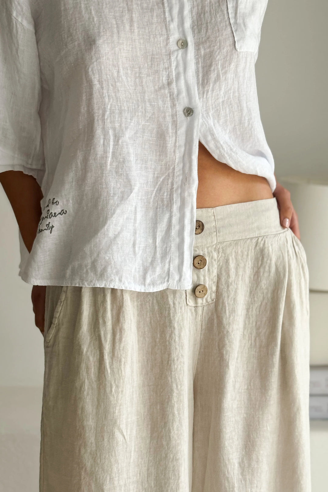 Bypias | Romano Linen Pants | Sand