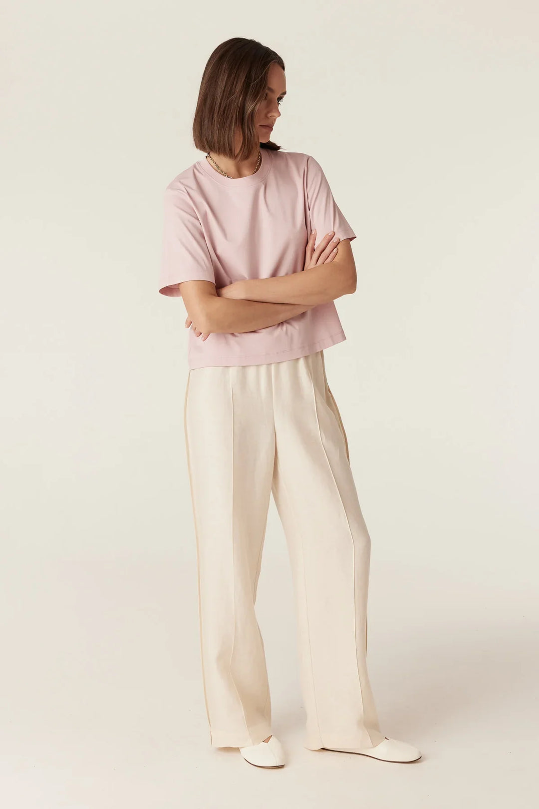 Cable | Pima Boxy Tee | Pale Pink