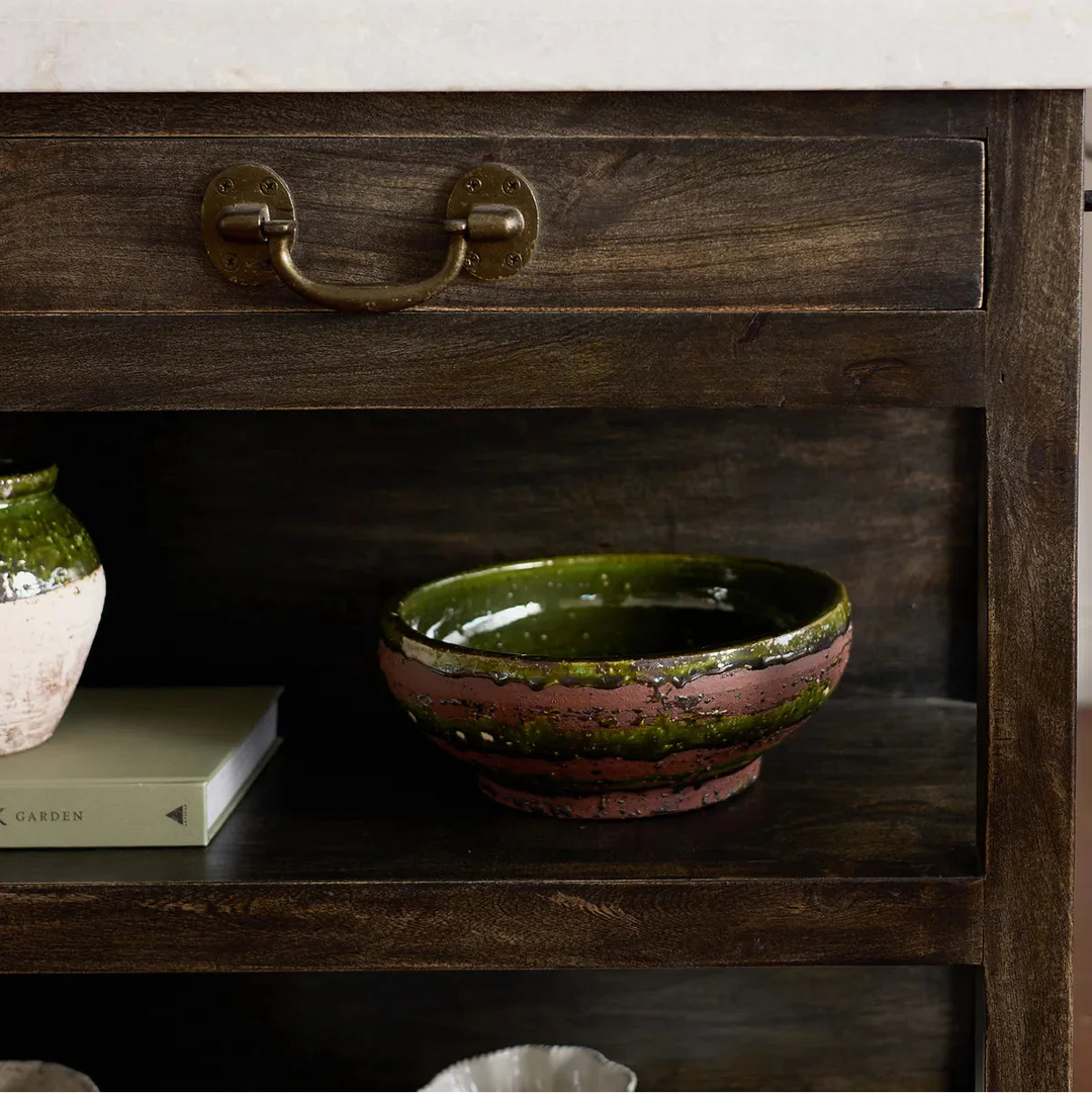 Romanesque Small Terracotta Glazed Bowl | W28cm