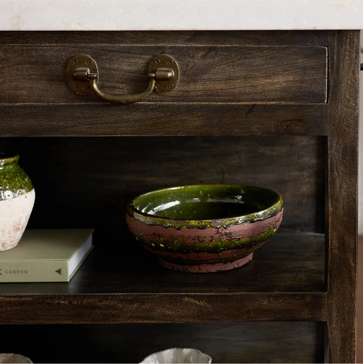 Romanesque Small Terracotta Glazed Bowl | W28cm