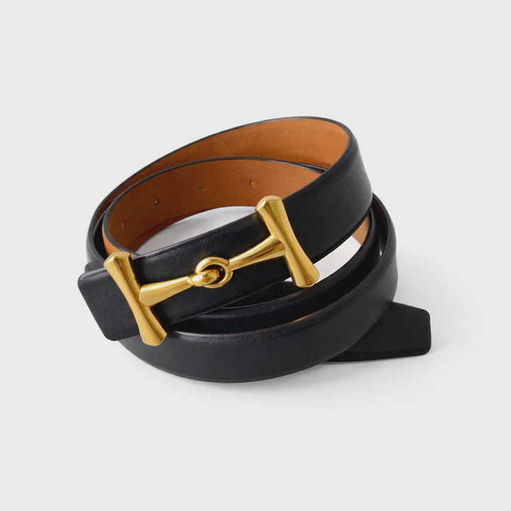 L'ora Simone Reversible Smooth Leather Belt | Black / Tan