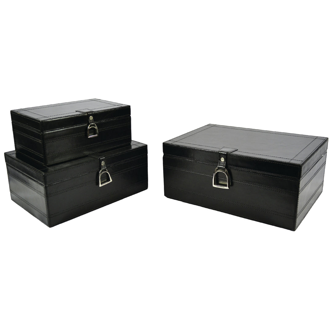 Leather Box with Stirrup | Black