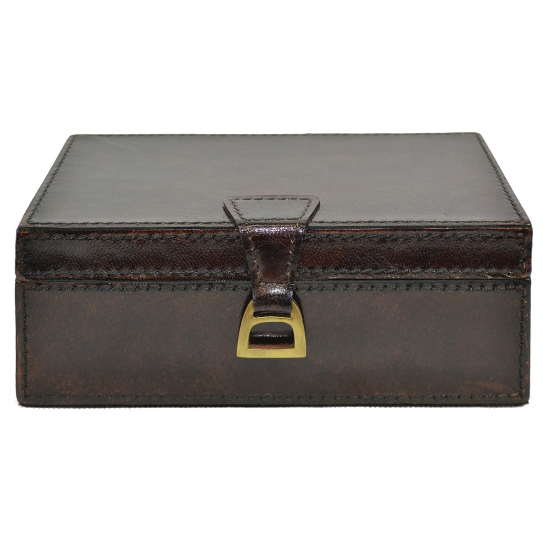 Rectangle Leather Box with Stirrup | Dark