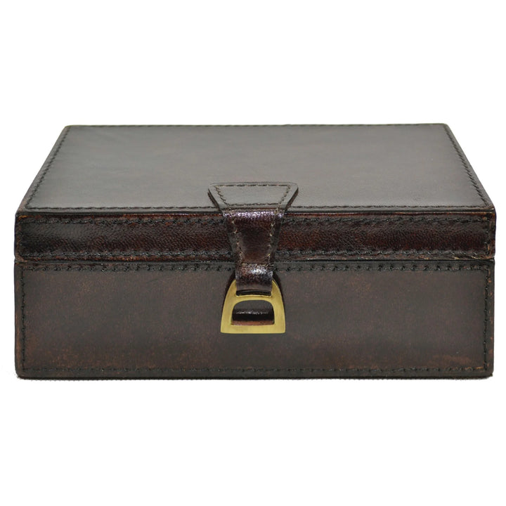 Rectangle Leather Box with Stirrup | Dark
