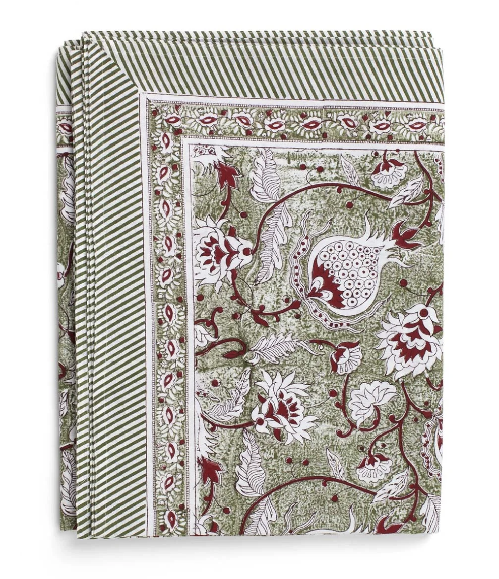 Pomegranate Cotton Tablecloth | Green | 150 x 230cm