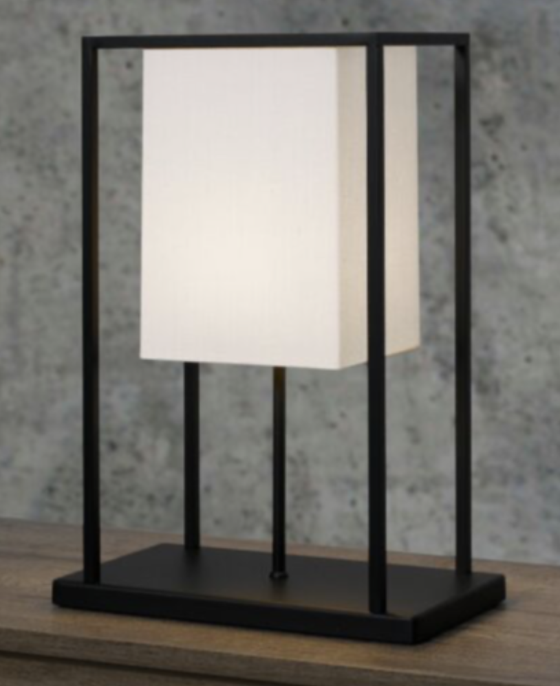 Skansen Table Lamp | Matte Black with White Shade| W32cm x H45cm