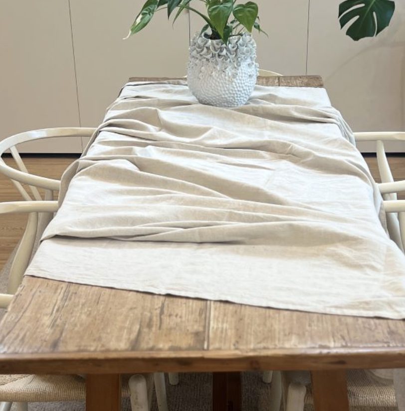 Enzyme Beige Linen Tablecloth