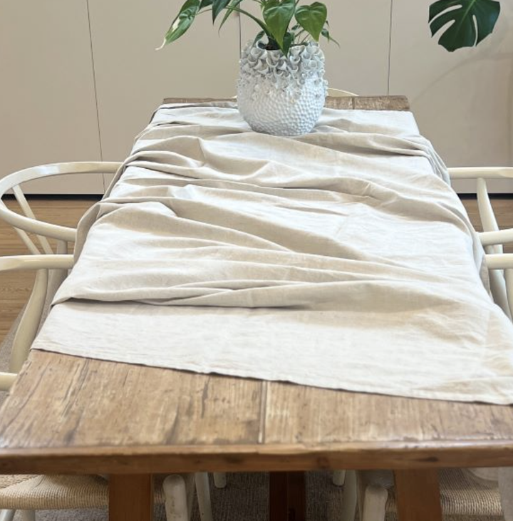 Enzyme Beige Linen Tablecloth