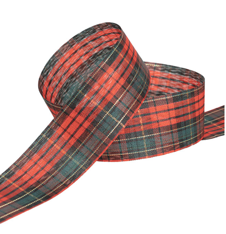 Ribbon | Tartan Plaid | Green/Red | 38mm x 20m