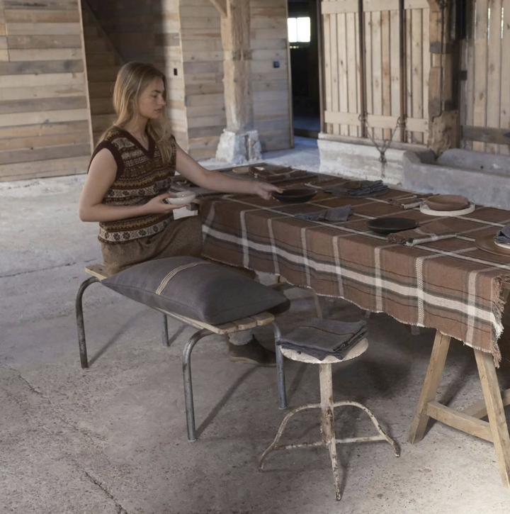 Rowan Check Linen Multi-Purpose Throw / Scarf / Curtain / Tablecloth | 140 × 180 cm