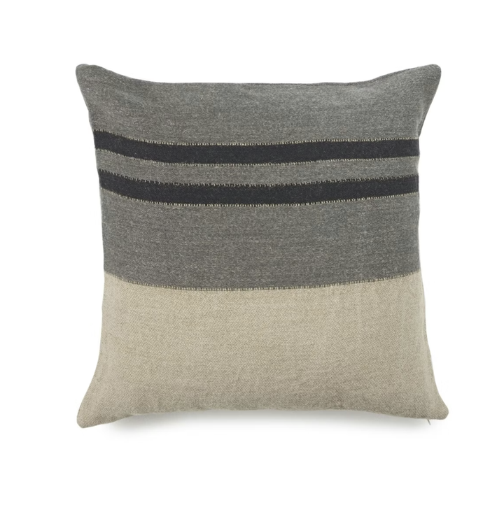 Black House Stripe Charcoal Cushion Cover | Linen/Wool | 50x50cm