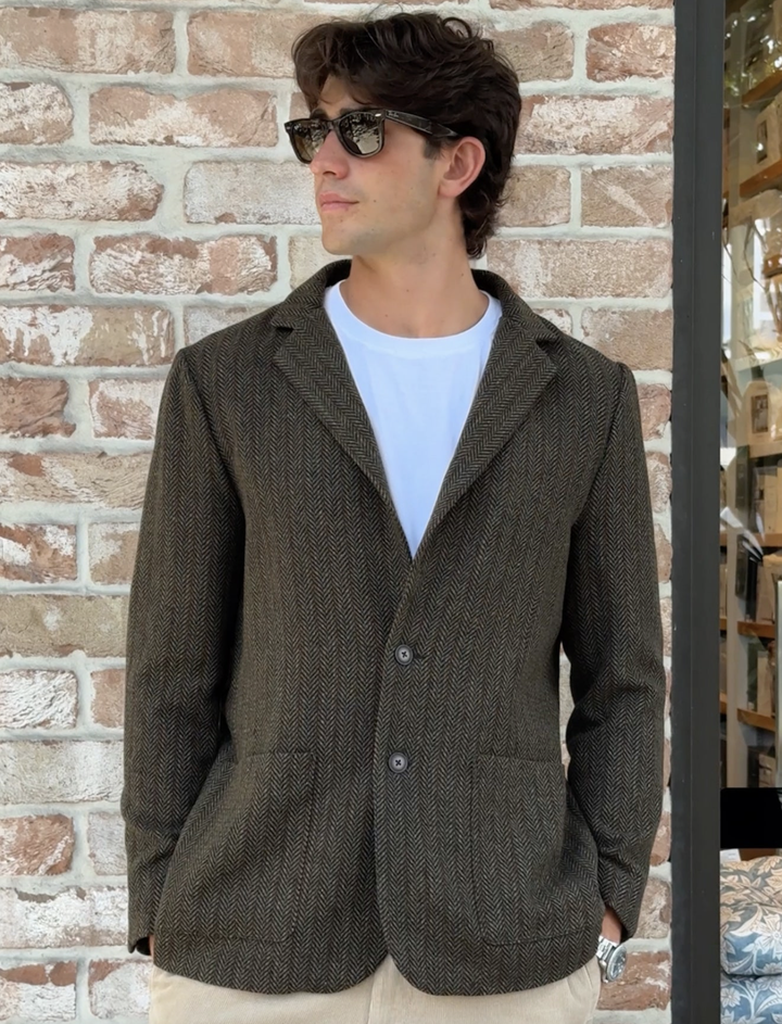 Simple | Carlton Blazer | Brown Herringbone