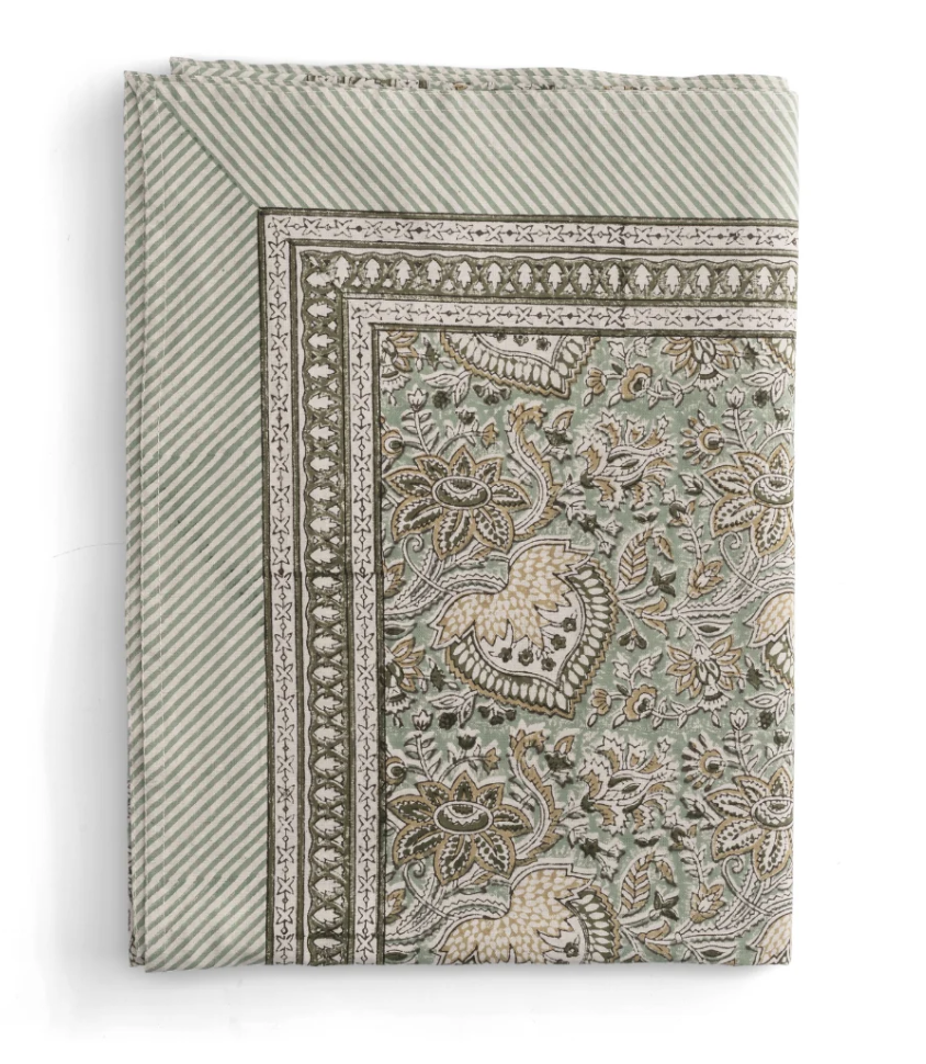 Oriental Cotton Tablecloth | Seafoam | 170 x 270cm