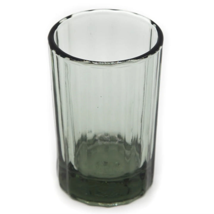 Reed Water Glass | Hand Pressed Recycled Glass | Smokey Green