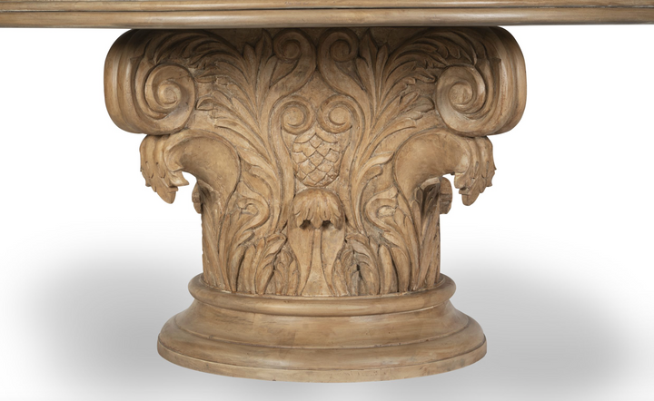 Renaissance Round Pedestal Dining Table CUSTOM | Aged Mango Wood | Mud Grey | 200cm Diameter