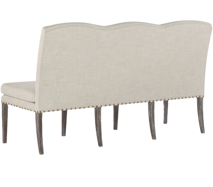 Upholstered 3 seater Dining Bench  Seat with nailhead trim  detail and tapered legs | 1740mm x 700mm x 1000mm