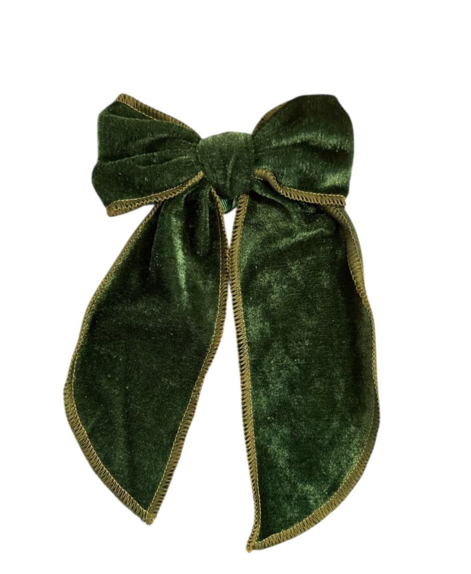 Velvet Green Bow | Small