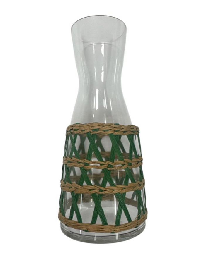Glass & Rattan Carafe Congo Green
